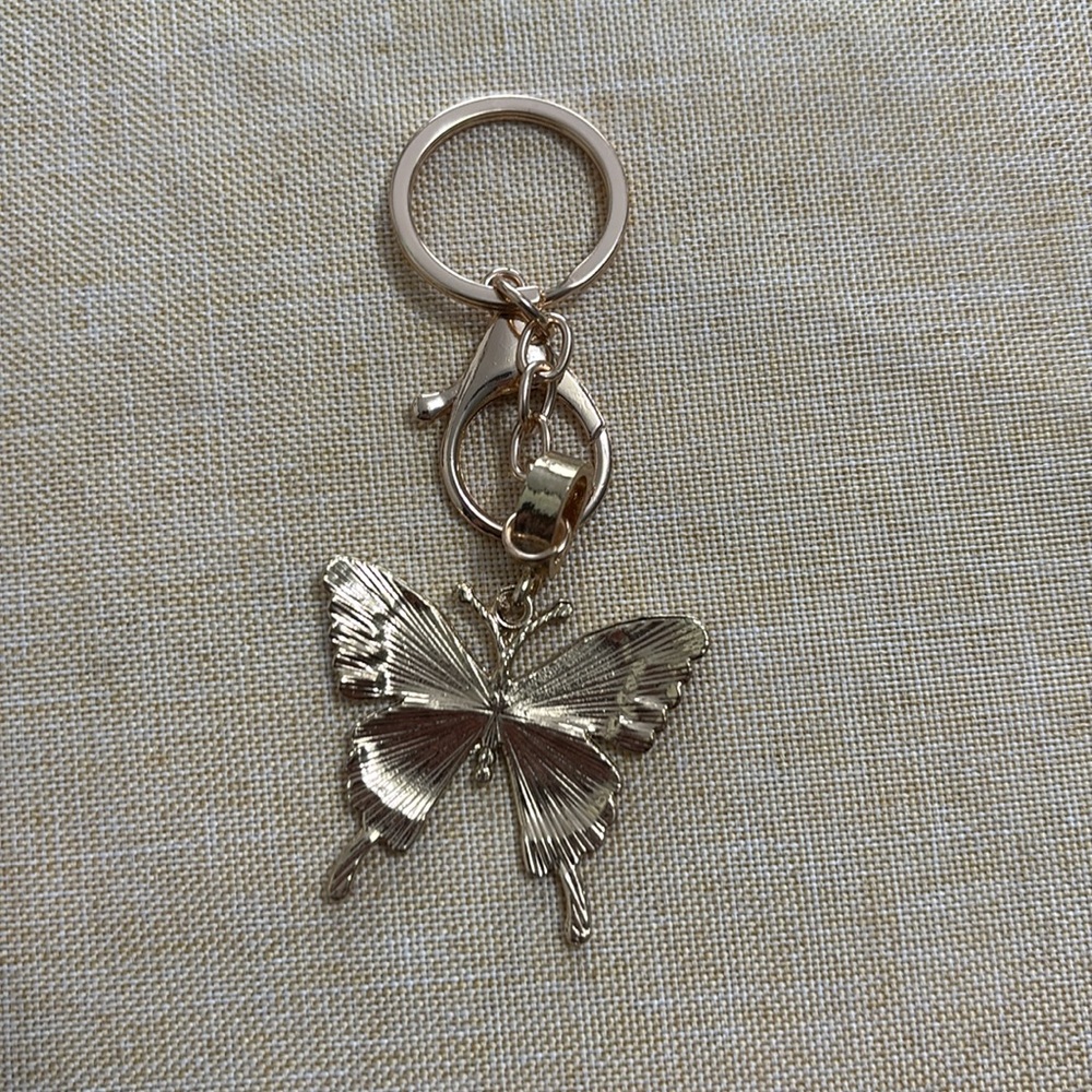 Pink Rhinestone Butterfly Keychain or bag charm - Picture 2 of 2
